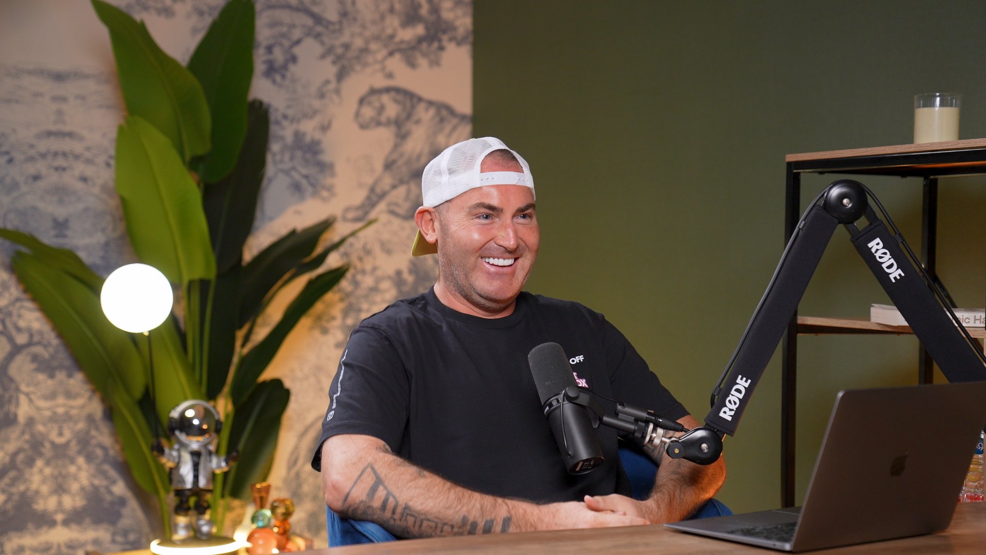 Matt Haycox recording Stripping Off podcast